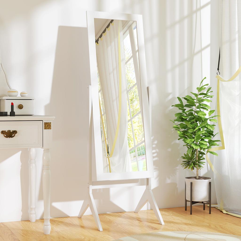 Full Length Mirror, Freestanding Adjustable Angle Dressing Mirror for Bedroom, Living Room, 148 X 47 Cm, White