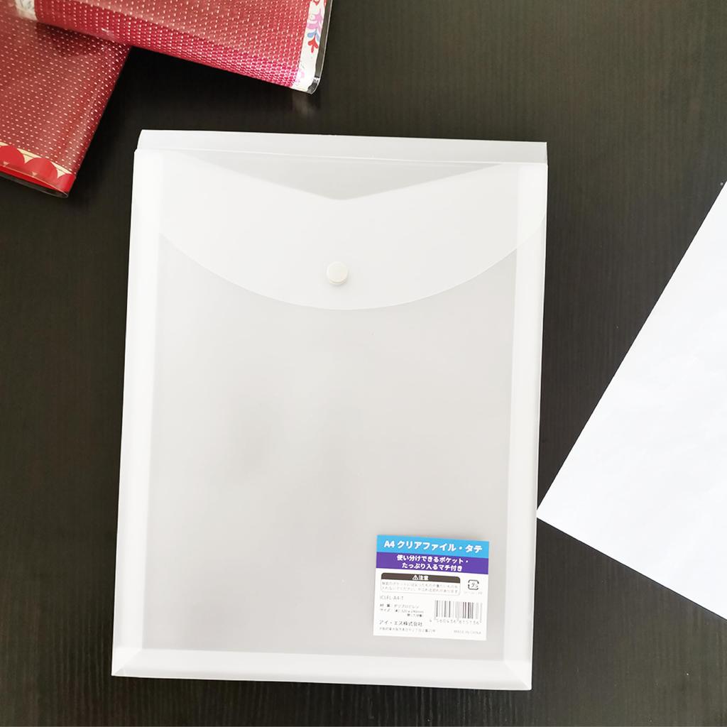 Clear File A4 with Back Pocket and Button 10 Pieces I.S. Case, Vertical, Closure,