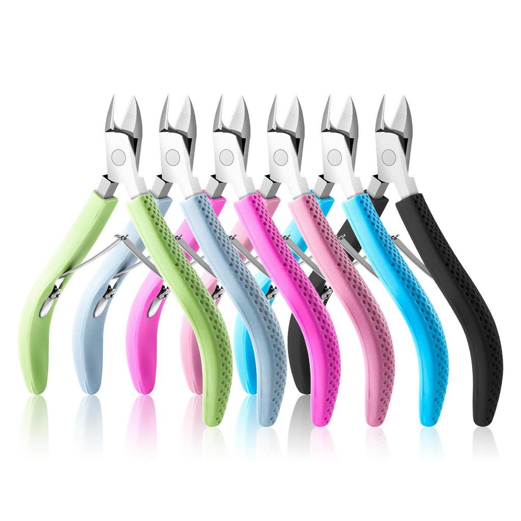 Angled Tip Cuticle Nippers - Beak-Like Clip, Silicone Handle for Nail Groove & Dead Skin Removal