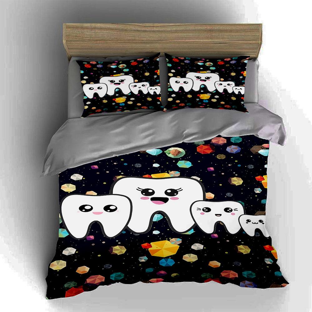 "Smiling Teeth Pattern" Bedding Duvet Cover Sets Duvet Covers Pillowcases Gifts (1 * Duvet Cover 2 * Pillowcases, Without Duvet Insert)