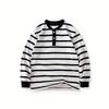Korean Style Boys' Striped Stand-up Collar Long Sleeve T-shirt - Spring/Autumn Collection