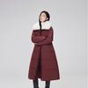 Womens Long Winter Coat With Detachable Faux Fur Collar Thick Cotton-Padded Parka Slim Fit Over-Knee Outerwear