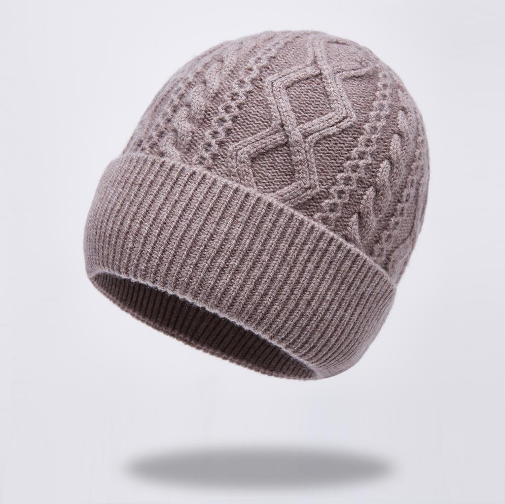 Pure wool knitted hat men's wool hat outdoor ear protector head warm the elderly cold hat men ski hat men