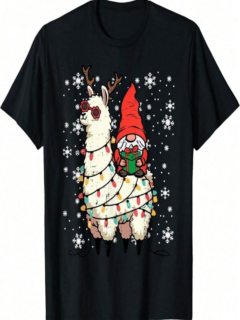 Christmas Gnome On Llama Xmas Alpaca Boys Kids unisex Wounisex T-Shirt