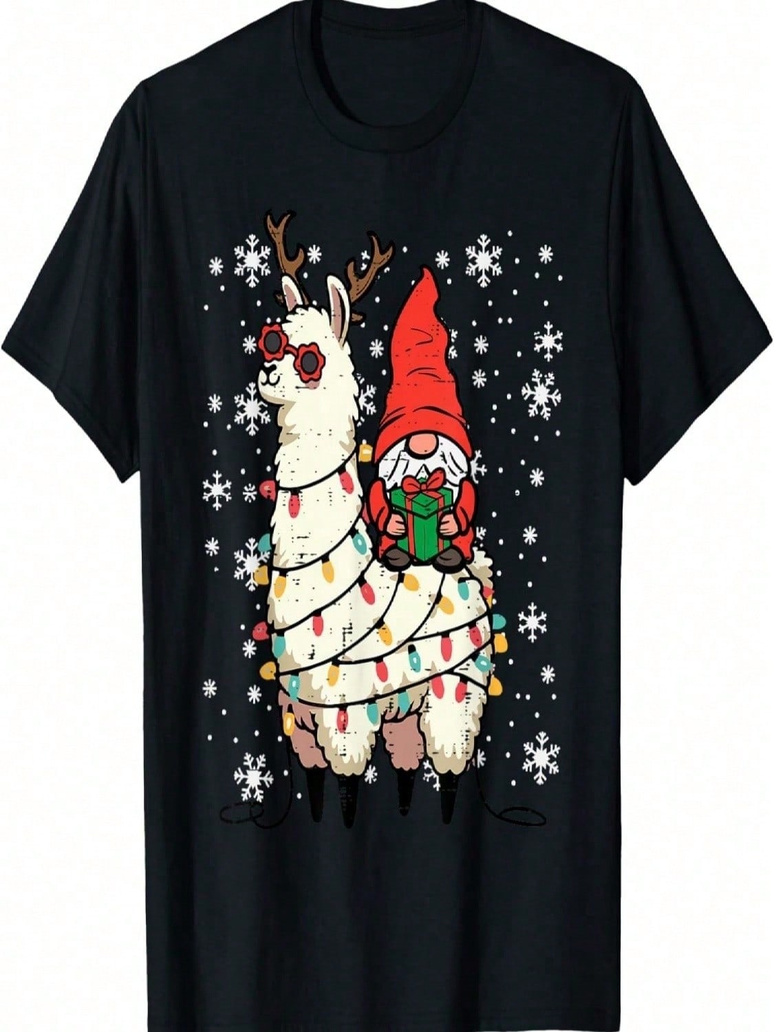 Christmas Gnome On Llama Xmas Alpaca Boys Kids unisex Wounisex T-Shirt S разноцветный