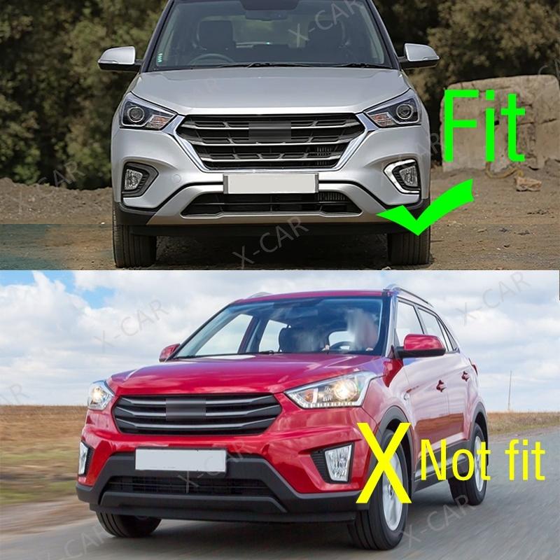 1Pair For Hyundai Creta IX25 2017 2018   Front Bumper LED DRL Daytime Running Light Fog Lamp