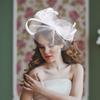 Vintage White Bow Knot Fascinator Hat with Mesh Veil Headpiece for Women Wedding Tea Party Church Special Occasion Accessories