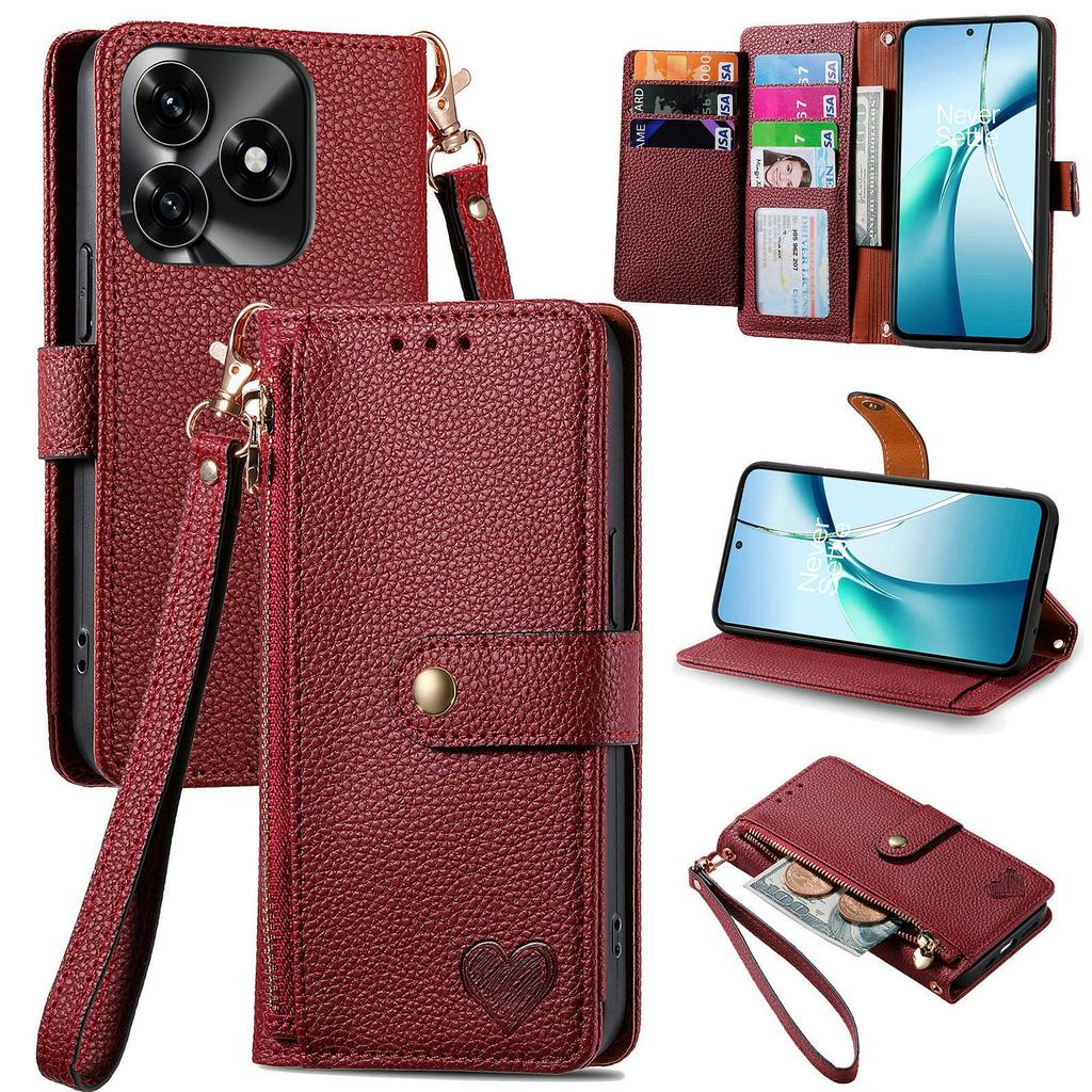 For Honor X5c Plus 4G Case RFID Blocking Zipper Pocket Leather Wallet Phone Cover with Strap