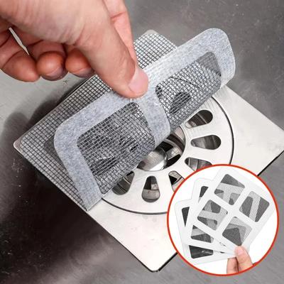 10PCS Self-Adhesive Drain Hair Catcher, Disposable Mesh Sticker for Bathroom Sink Shower Floor Anti-Clogging Waterproof Strainer