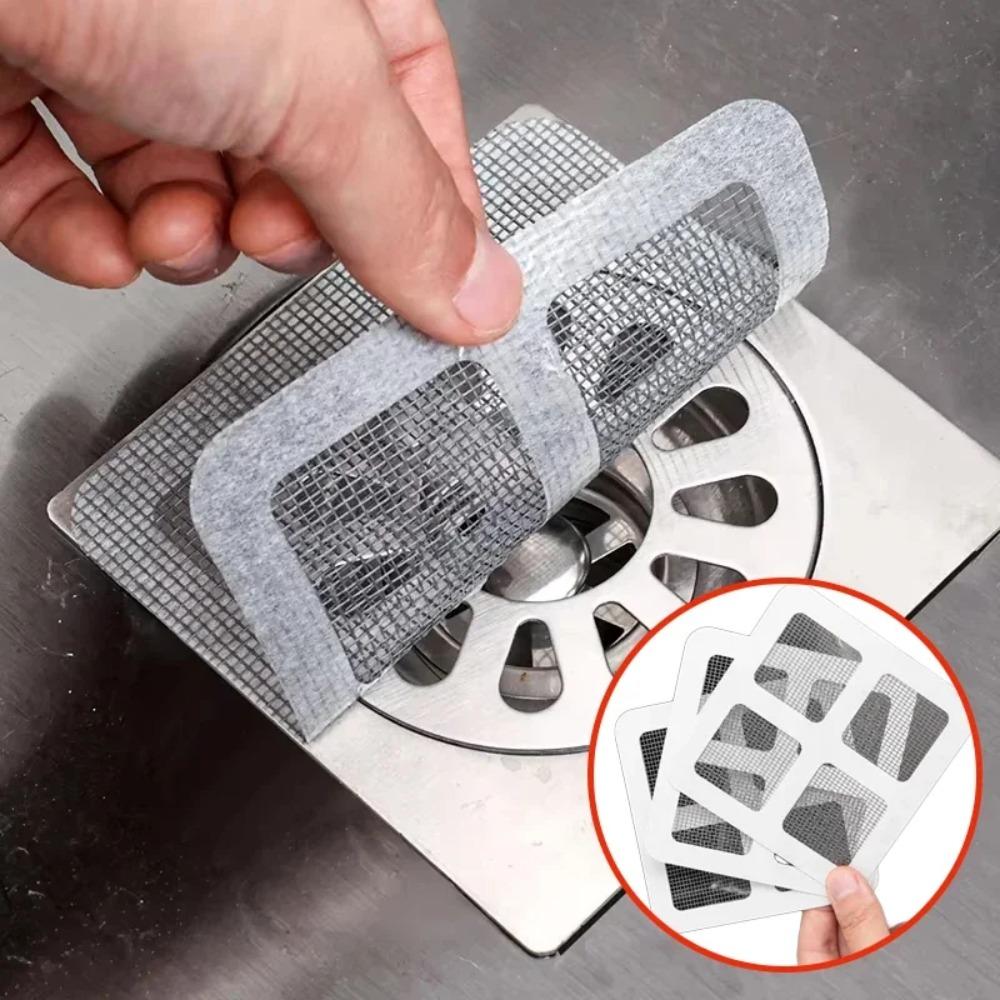 10PCS Self-Adhesive Drain Hair Catcher, Disposable Mesh Sticker for Bathroom Sink Shower Floor Anti-Clogging Waterproof Strainer