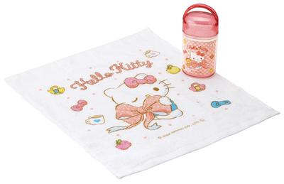 Skater Wet Towel Set with Made In Sanrio Hello Kitty Big Case, Kids', Japan, Ribbon, Girls', OA5AG-A