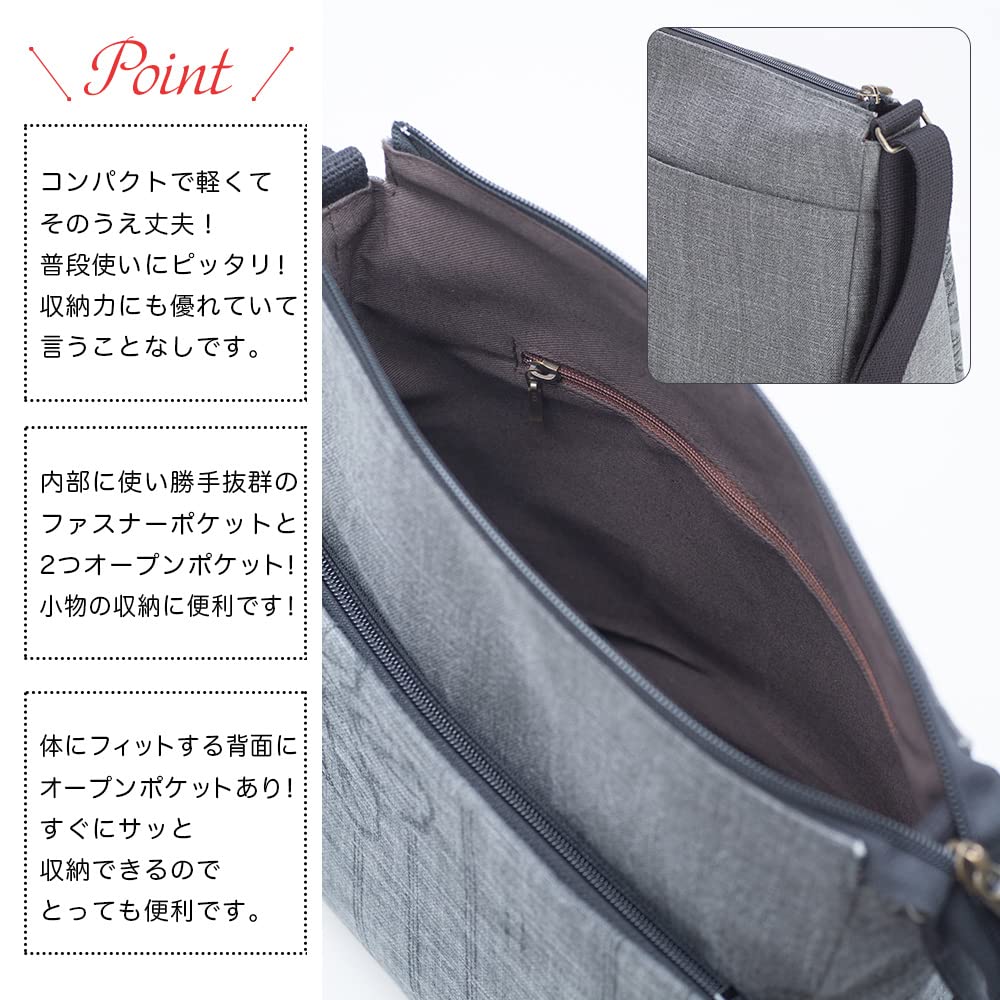 Creare Kiki Women's Shoulder Bag, Lightweight, Crossbody, Made In Japan, Japanese Style, Ink and Binchotan Dyed, Flower Chinza Fabric, Plenty of