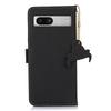 For Google Pixel 7a RFID Blocking Phone Cover Genuine Cow Leather Case with Stand Wallet