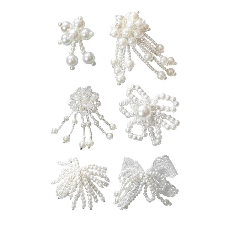 2Pcs Pearls Embellished Shoe Buckles Clips Easy Installation Footwear Decorations Accessories For Women Sneakers Sandals