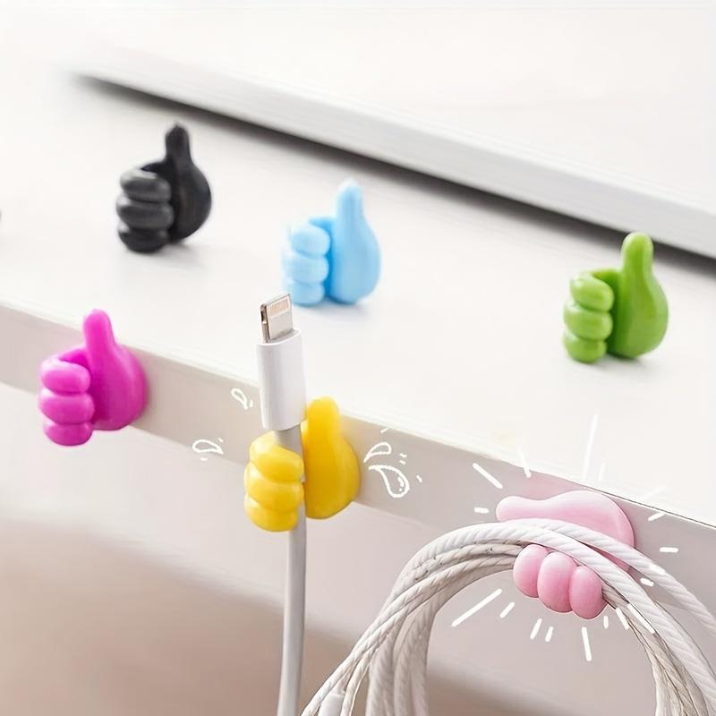 Lot de 10 Clips Adhésifs Câbles en Forme de Main de Dessin Animé, Organisateur de Cordon de Chargeur en Silicone, Crochets de Gestion de Ligne Téléphonique et de Données, Support de Câble Polyvalent