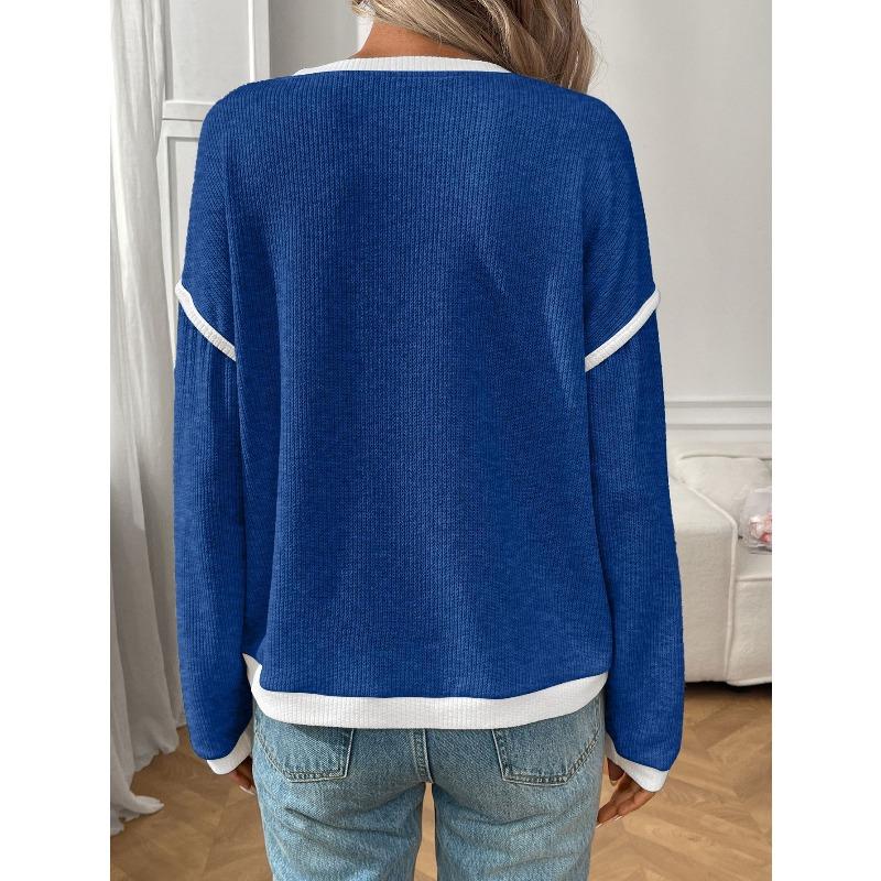 TIFICY Women's Fashion Casual Spring Autumn Solid Color Print Long Sleeve O-Neck Blouses & Shirts