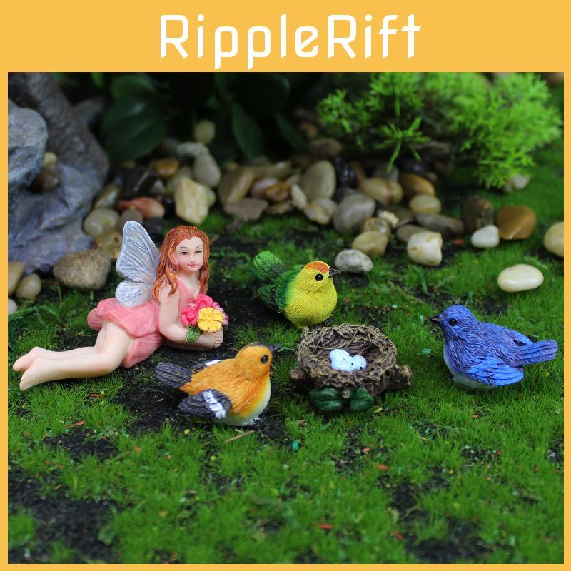Resin Enchanted Garden Miniatures With Bird For Celebrations And Memorial Gifts