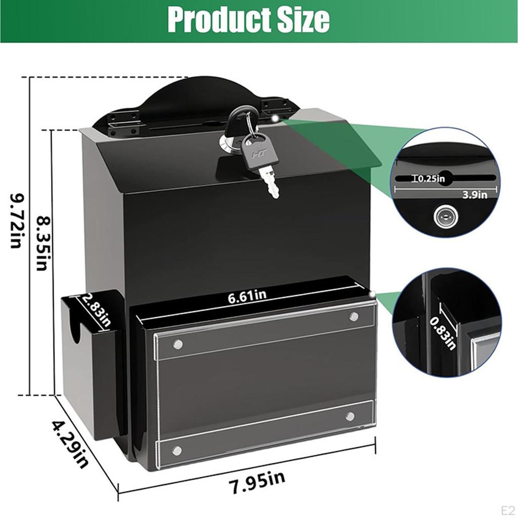 With Key Lock Wall Mounted Transparent Storage Sign Holder Donation Ballot Drop Box for Fundraising