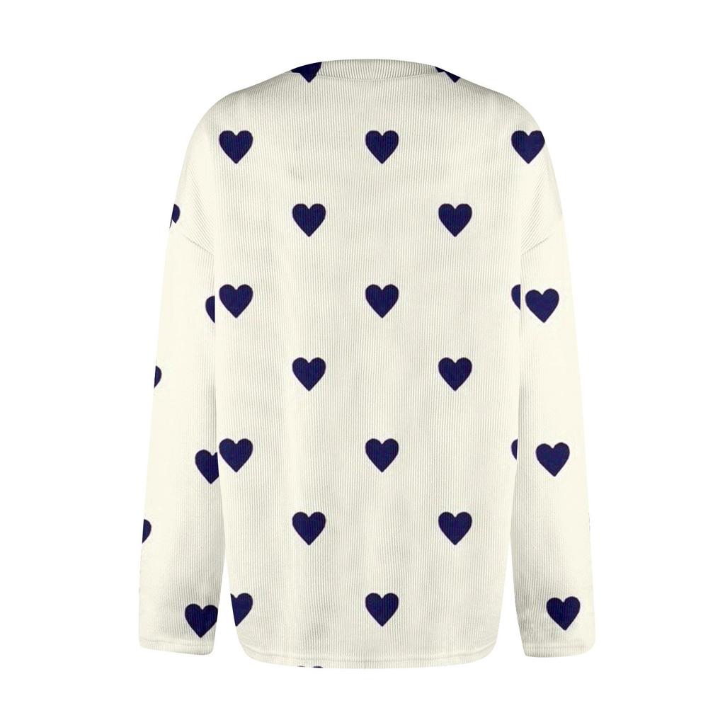 Women's Fashion Printed Valentine's Day Long Sleeved Knitted Cardigan Button Down Jacket