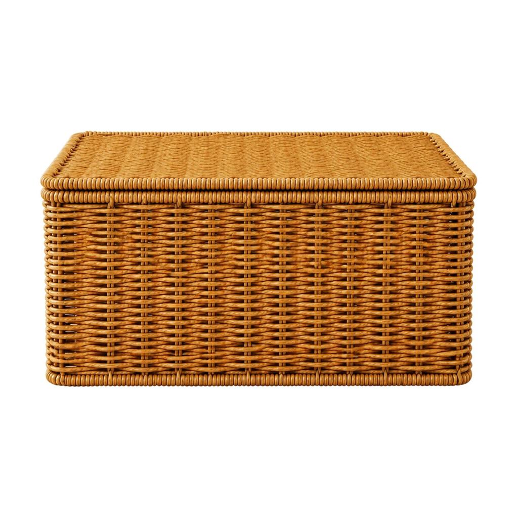 Rattan-Style Storage Basket with Fitted Lid Rustic for Living Room, Shelf