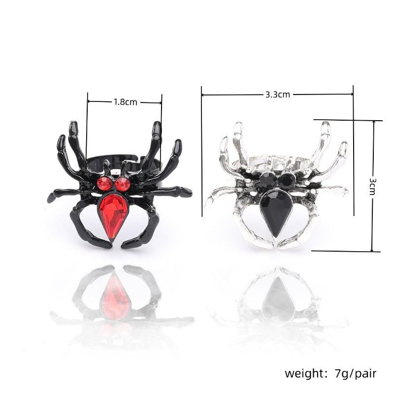 BLINGBAY Damen Vintage Gothic Spinnenring Schwarzer Edelstein Statement Verstellbarer Finger Schmuck für Halloween Party