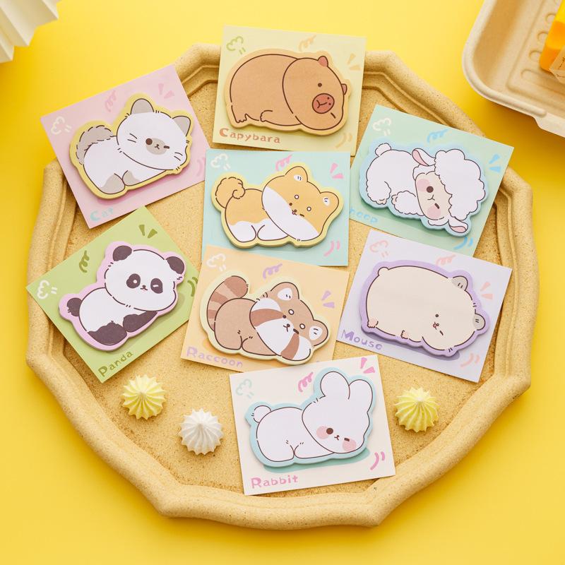 1 Piece Adhesive Kawaii Cartoon Capybara Animals Notes Notepad Memo Pad Office School Supplies Stationery Sticker