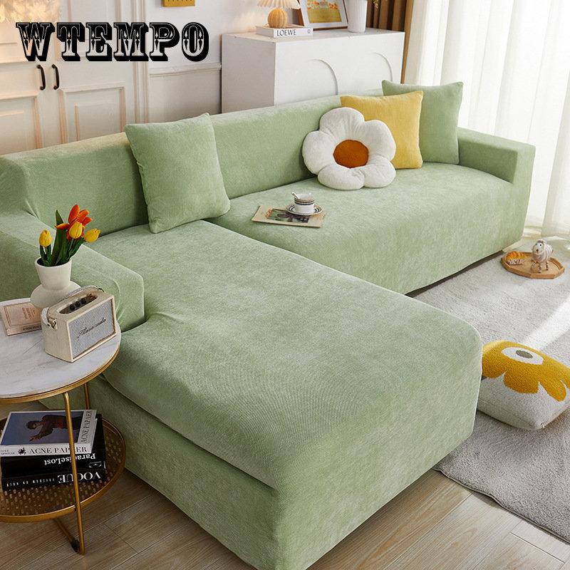 Fluwelen Bankhoezen Elastische Bankhoes Verdikken Stretch Slipcover voor Woonkamer 2/3 Zits Fauteuil L-vormige Bankhoes