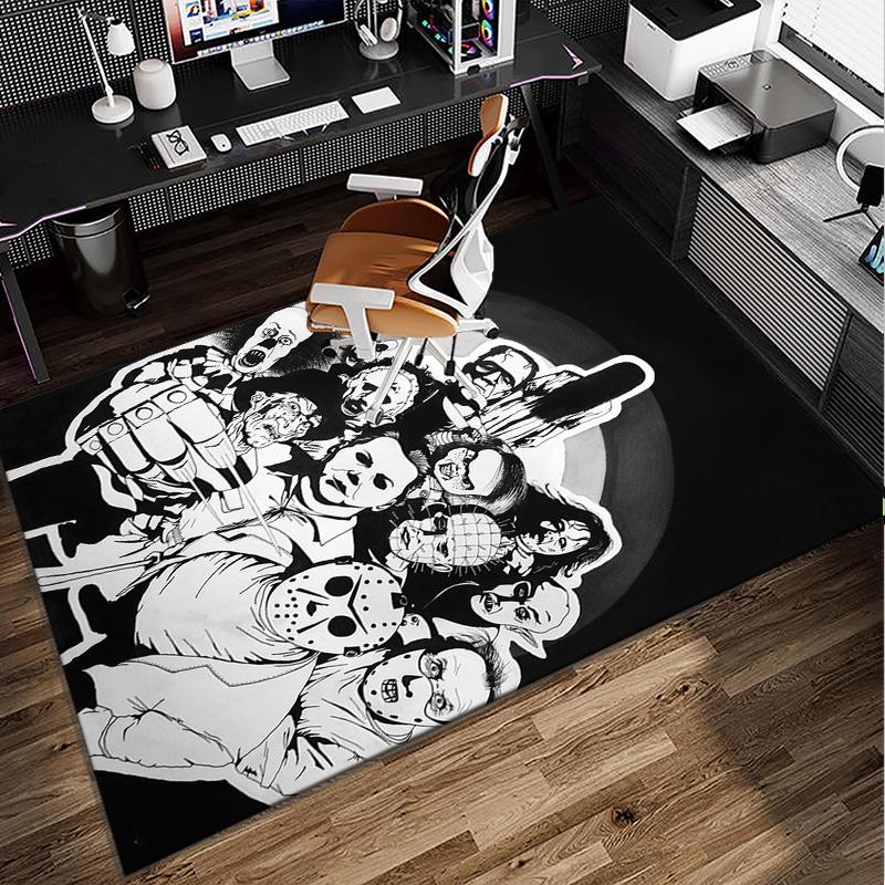 Horror Movie Icons Office Rug Chair Mat, Game Carpet, Suitable for Front Door, Bedroom, Living Room, Desk, Holiday Gift
