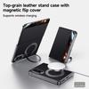 Original Luxury Genuine Leather Magnetic Case For Samsung Galaxy Z Fol8 Fold 8 Metal Ring Holder Bracket Window View Flip Cover