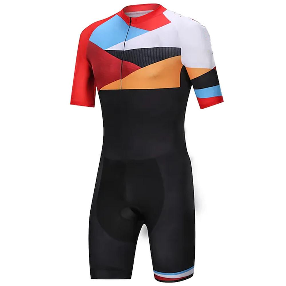 Professional Anti-UV Short Sleeves New Triathlon Printing Cycling Jerseys Suit Cycling Clothing Bib Shorts with Silicone Pad