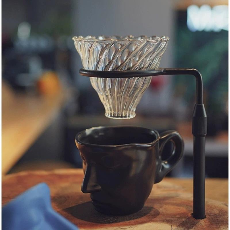 Kreativní myšlení Tvář Keramický hrnek na kávu a podšálek Set – Umělecký set hrnků