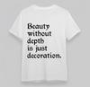 Women's Oversize T-shirt With Beauty Depth Graphic Unisex White 100% Cotton Top