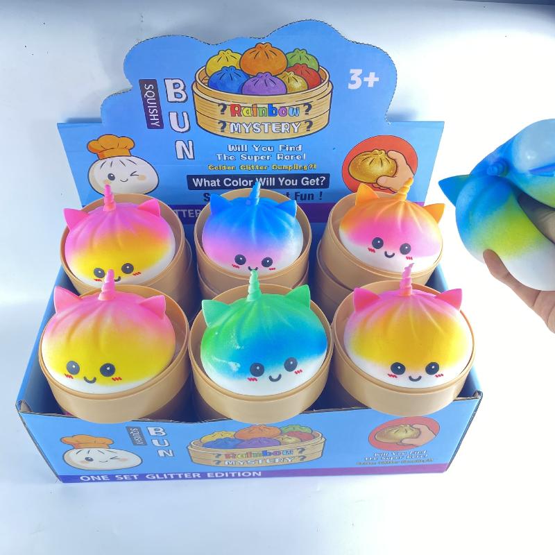 Colorful Dumpling Squeeze Toy With Bamboo Slow Rising Stress Relief Ball Squeeze Toys For Adhd Autism Office Desk Gift