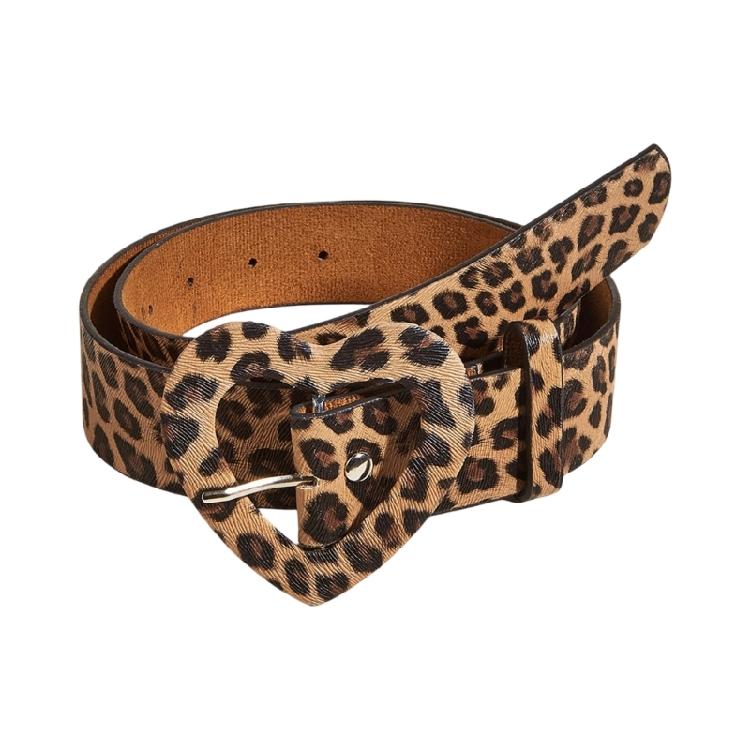 Retro Leopard Print Waist Belt for Lady Girls Fashion PU Leather Waist Band Vintage Waist Ornament Decorative Girdle