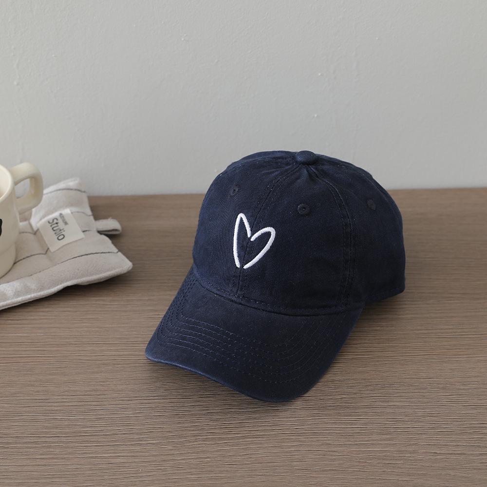 

Kids Hat Embroidered Heart 52-54cm Washed Denim Cap Unisex Toddler Baseball Cap Spring Autumn Sun Hat Casual Outdoor 52-54cm&2-8 years темно-синий
