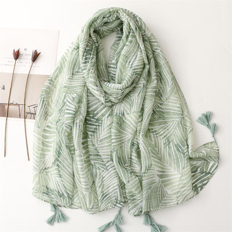Printed Autumn And Winter Soft Linen Cotton Scarf Shawls Women Fashion Long Floral Tassel Scarfs Scarves Foulard Hijab 180*90Cm