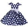 Girls Polka Dot Short Sleeve Bow Dress Kids Formal Party Gown 3-12 Years Old