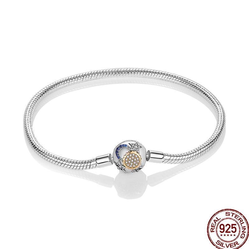 100% Silver Bracelet Fit Original Design Beads Charms DIY Jewelry Making Dazzling CZ Chain Bracelet For Women