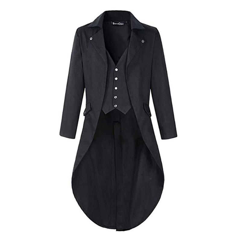 

Длинный Хэллоуин Мужской Рукав Карнавальная Куртка Пальто Средневековый Смокинг Косплей Костюмы 3XL чёрный