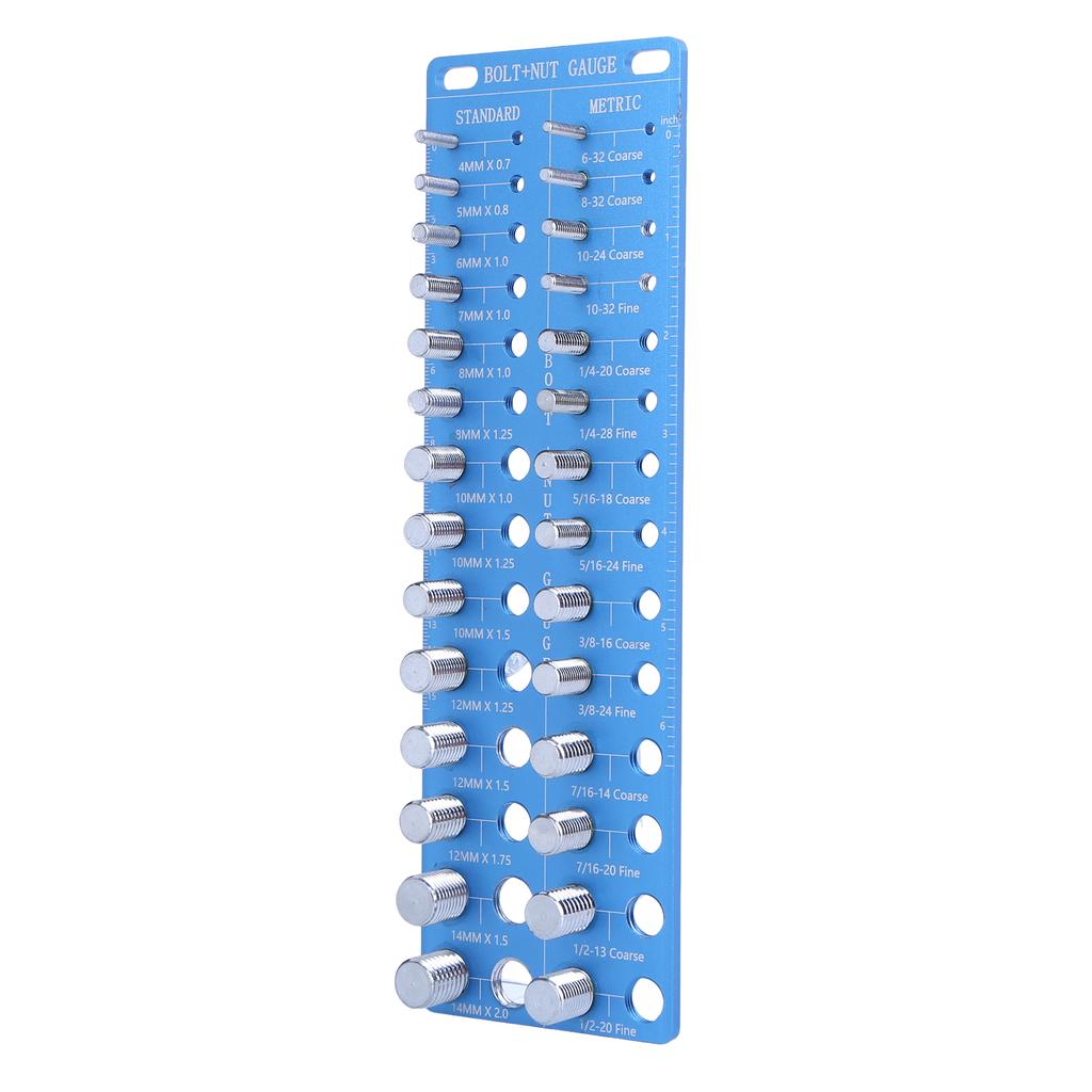 Nut and Bolt Identifier Gauge with 14 SAE & 14 Metric Sizes Thread Gauge Screw Size Checker for Quickly Identify Thread Sizes
