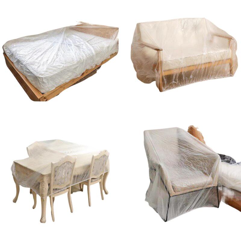 Transparent Disposable Bed Dust Cover Waterproof Thick Plastic Furniture Protection Easy Application Elastic Edges·