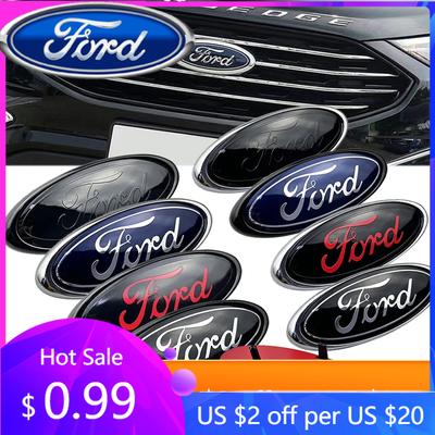Car Sticker Ford New 2025 Hot 14.6x5.7cm Emblem Car Front Cover Grille Badge for Ford Kuga Focus Ranger Mustang Mondeo Fiesta Ex
