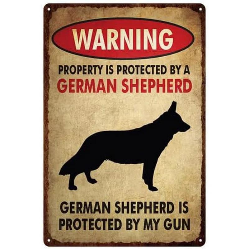 Uwaga na psy Metalowe znaki Plakaty ścienne Tabliczka Znak ostrzegawczy Dekoracja Vintage Malarstwo żelazne do domu Kawiarni Ogrodu Klubu Baru