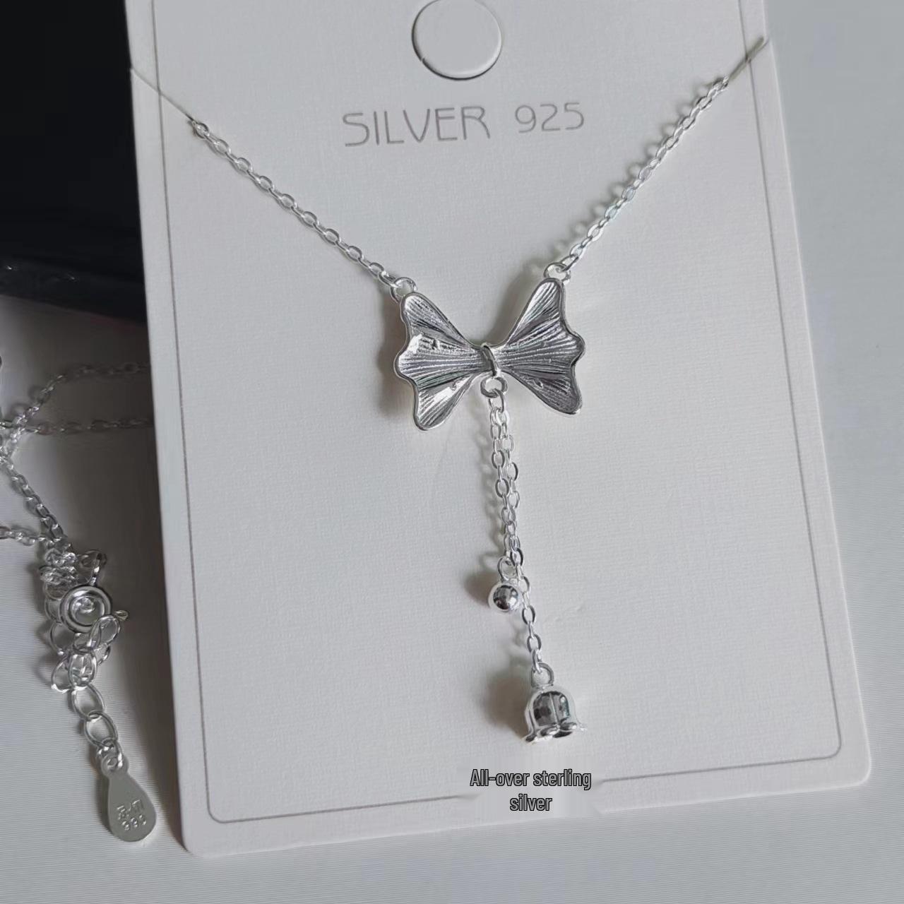 

Sterling Silver Bow Lily of the Valley Necklace - Elegant and Simple Gift for Moms and Friends Pure Silver
