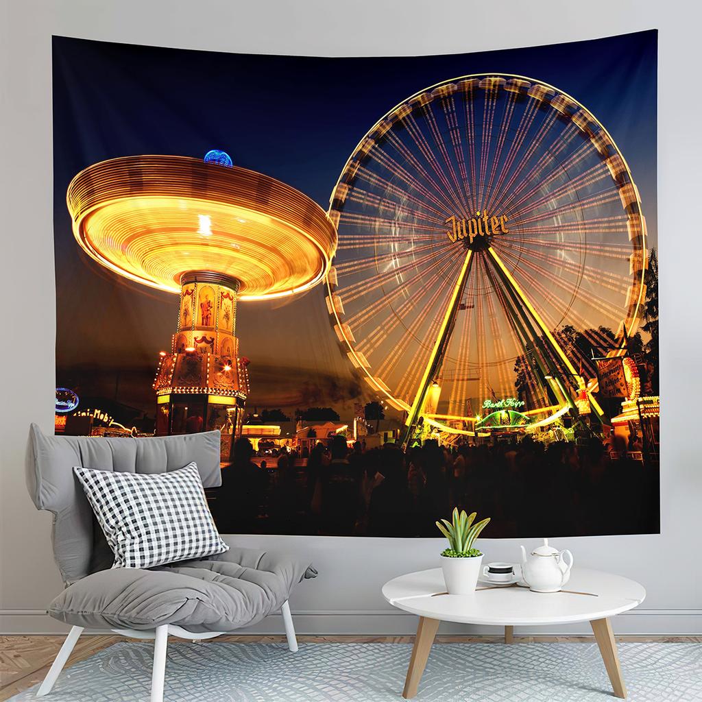 Paris Night View Tapestry Eiffel Tower Tapestry Ferris Wheel Tapestry Art Wall Hanging Home Living Room Bedroom Dorm Tapestries