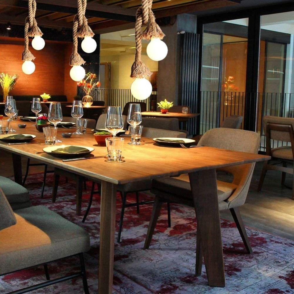Creative Rope Lamp Vintage Hemp Rope Pendant Lamp Home Decor Edison Bulb Chandelier  Country