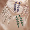 Fashion Gold Plated Leaf Drop Earrings For Women With Crystals Elegant Party Jewelry