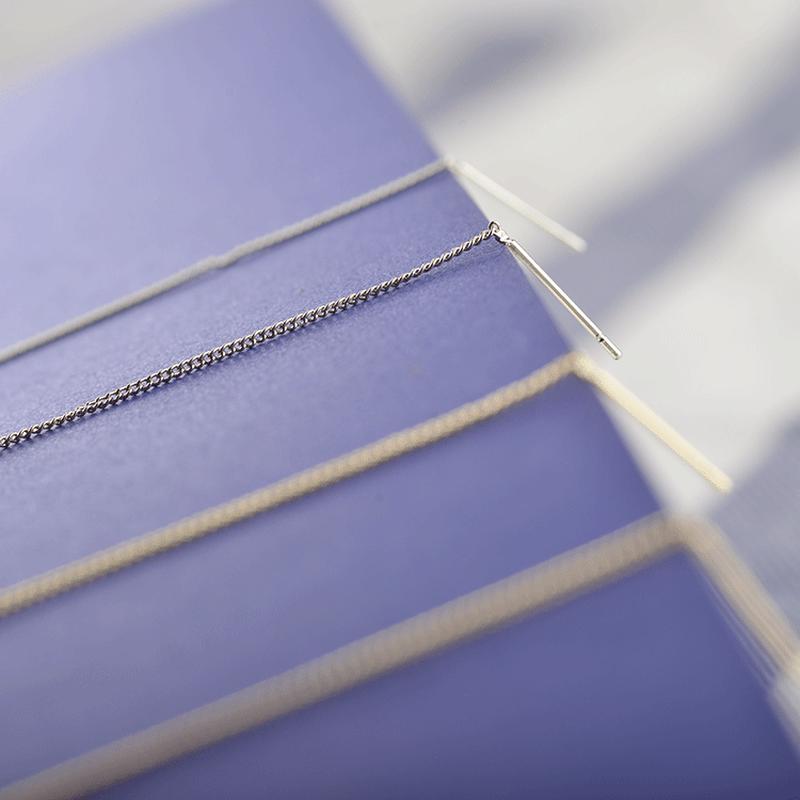 Women's 925 Silver Long Drop Earrings White Round CZ Stone 18K Gold Plated Fashion Jewelry Gift for Girls