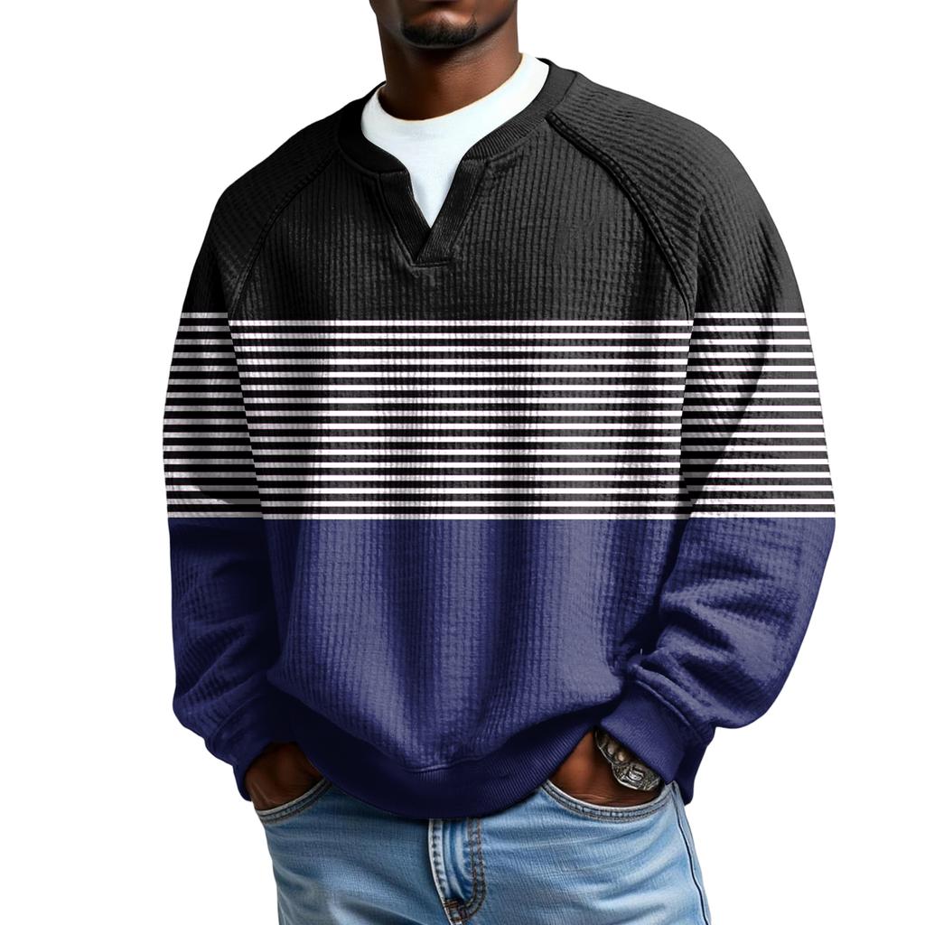 Herrfritidshuva Utomhus V-hals Vågmönster Långärmad