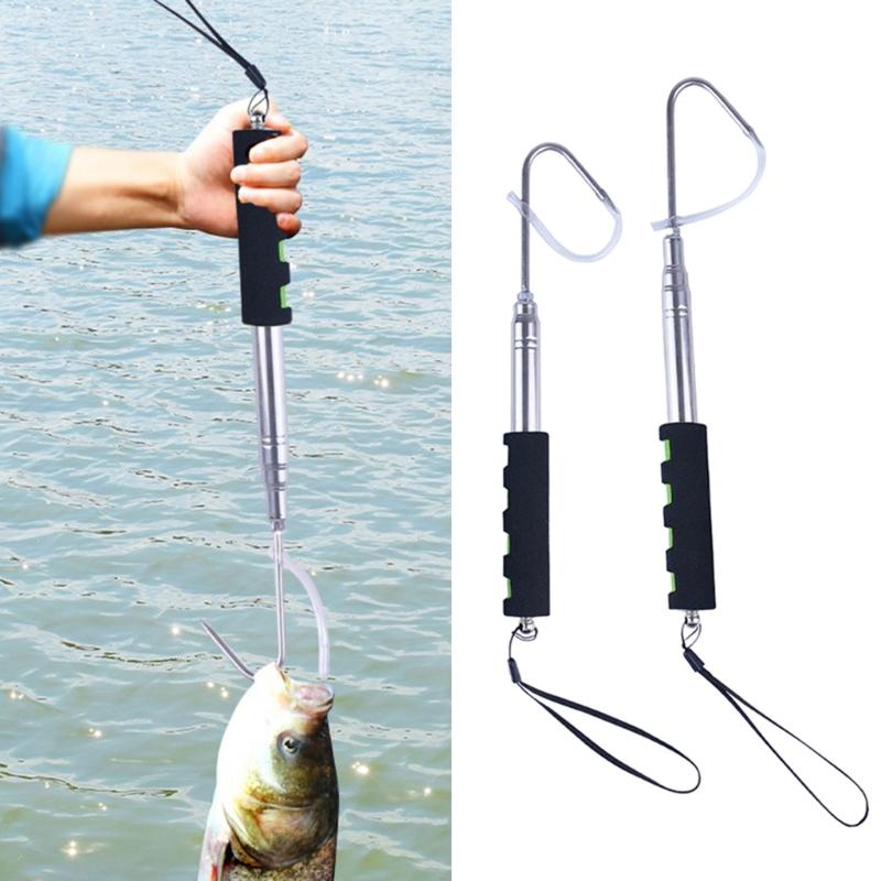 Fishing Gaff Fishing Hook Stainless Steel Strong Sharply Fishing Gaff Hook with Protections Cover Telescopic Fishing Gaff